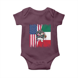 Mexican American Pride Baby Onesie Bicultural Heritage Girl Vintage Flag TS12 Maroon Print Your Wear