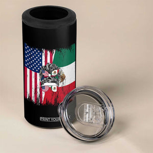 Mexican American Pride 4 in 1 Can Cooler Tumbler Bicultural Heritage Girl Vintage Flag TS12 Print Your Wear