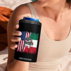 Mexican American Pride 4 in 1 Can Cooler Tumbler Bicultural Heritage Girl Vintage Flag TS12 Print Your Wear