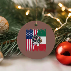 Mexican American Pride Ceramic Ornament Bicultural Heritage Girl Vintage Flag TS12 1pc Mocha Print Your Wear