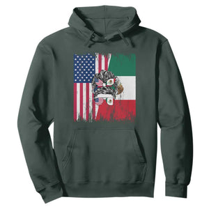 Mexican American Pride Hoodie Bicultural Heritage Girl Vintage Flag TS12 Dark Forest Green Print Your Wear