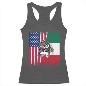 Mexican American Pride Racerback Tank Top Bicultural Heritage Girl Vintage Flag TS12 Dark Heather Print Your Wear
