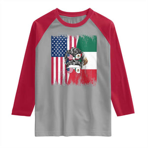 Mexican American Pride Raglan Shirt Bicultural Heritage Girl Vintage Flag TS12 Sport Gray Red Print Your Wear