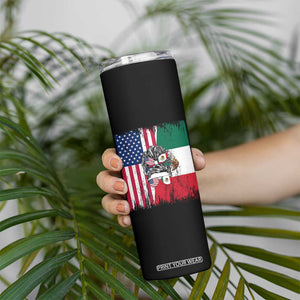 Mexican American Pride Skinny Tumbler Bicultural Heritage Girl Vintage Flag TS12 Print Your Wear