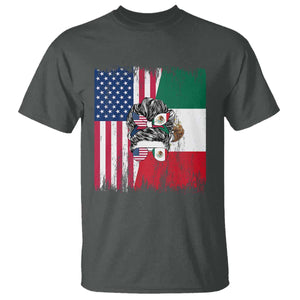 Mexican American Pride T Shirt Bicultural Heritage Girl Vintage Flag TS12 Dark Heather Print Your Wear