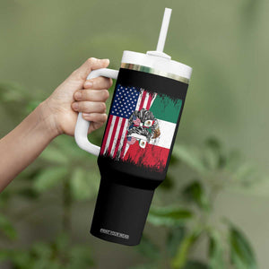 Mexican American Pride Tumbler With Handle Bicultural Heritage Girl Vintage Flag TS12 Print Your Wear
