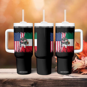 Mexican American Pride Tumbler With Handle Bicultural Heritage Girl Vintage Flag TS12 Print Your Wear