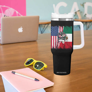 Mexican American Pride Tumbler With Handle Bicultural Heritage Girl Vintage Flag TS12 Print Your Wear