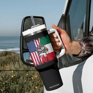 Mexican American Pride Tumbler With Handle Bicultural Heritage Girl Vintage Flag TS12 Print Your Wear