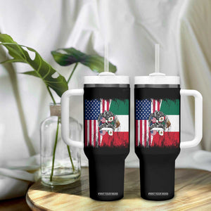 Mexican American Pride Tumbler With Handle Bicultural Heritage Girl Vintage Flag TS12 Print Your Wear