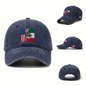 Mexican American Pride Washed Cotton Baseball Cap Bicultural Heritage Girl Vintage Flag TS12 Washed Cap Universal Fit Navy Print Your Wear