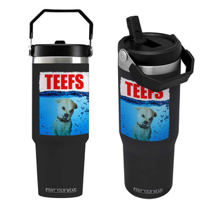 Chihuahua Dog Meme Flip Straw Tumbler Funny Horror Movie Poster Dog Teefs TS12 One Size: 30 oz Black Print Your Wear