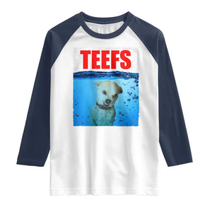 Chihuahua Dog Meme Raglan Shirt Funny Horror Movie Poster Dog Teefs TS12 White Navy Print Your Wear