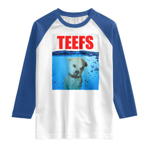 Chihuahua Dog Meme Raglan Shirt Funny Horror Movie Poster Dog Teefs TS12 White Royal Print Your Wear