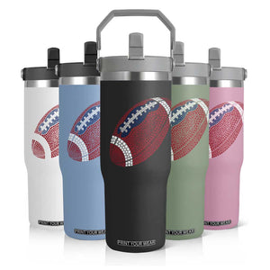 Patriotic Polka Dot Football Flip Straw Tumbler Dot Day Gift TS12 Print Your Wear