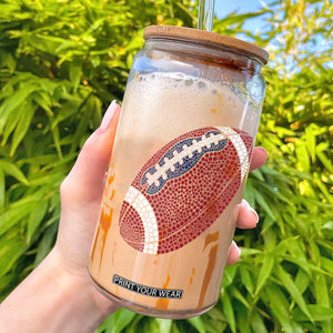 Patriotic Polka Dot Football Glass Can Dot Day Gift