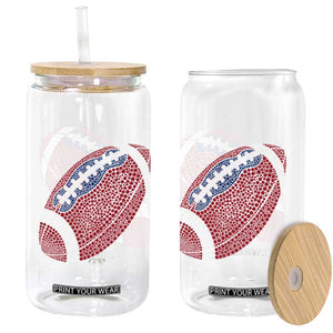 Patriotic Polka Dot Football Glass Can Dot Day Gift