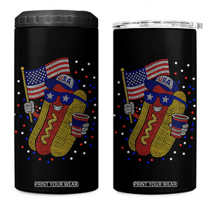 International Dot Day Hotdog 4 in 1 Can Cooler Tumbler Red White Blue Polka Dots