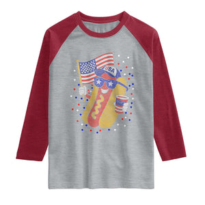 International Dot Day Hotdog Raglan Shirt Red White Blue Polka Dots