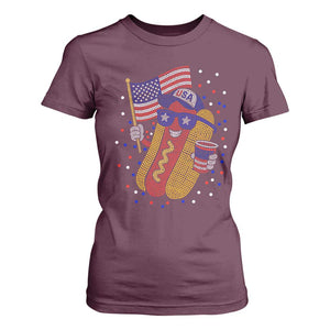 International Dot Day Hotdog T Shirt For Women Red White Blue Polka Dots