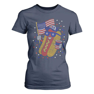 International Dot Day Hotdog T Shirt For Women Red White Blue Polka Dots