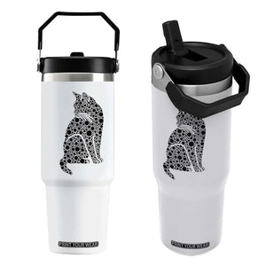 Polka Dot Black Cat Flip Straw Tumbler International Dot Day Gift