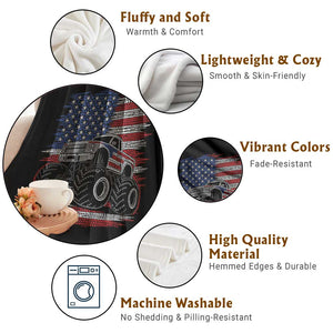 Patriotic Monster Truck Polka Dot Throw Blanket Dot Day Gift