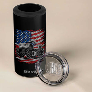 Patriotic Monster Truck Polka Dot 4 in 1 Can Cooler Tumbler Dot Day Gift