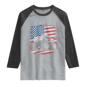 Patriotic Monster Truck Polka Dot Raglan Shirt Dot Day Gift