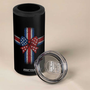 Dot Day Christian 4 in 1 Can Cooler Tumbler Patriotic Polka Dot Cross