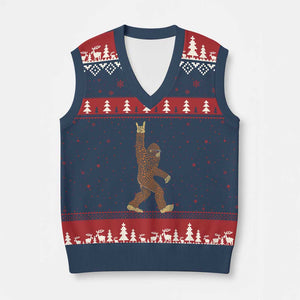 Funny Polka Dot Bigfoot Rock On V-Neck Knit Sweater Vest Dot Day Gift