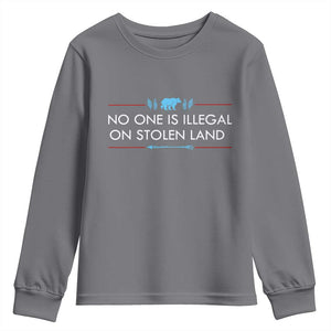 No One Is Illegal On Stolen Land Youth Sweatshirt Indigenous Peoples Pride
