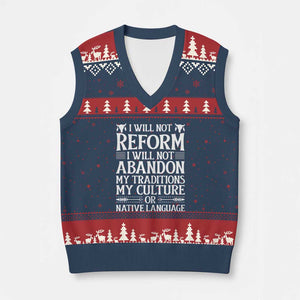 Native American Pride V-Neck Knit Sweater Vest I Will Not Conform I Will Not Abandon My Traditions