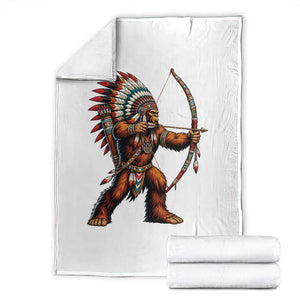 Native American Bigfoot Chief Throw Blanket Forest Warrior Pride Graphic