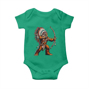 Native American Bigfoot Chief Baby Onesie Forest Warrior Pride Graphic