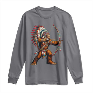 Native American Bigfoot Chief Long Sleeve Shirt Forest Warrior Pride Graphic