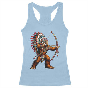 Native American Bigfoot Chief Racerback Tank Top Forest Warrior Pride Graphic