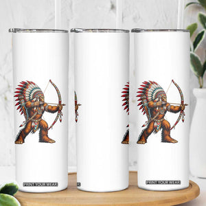 Native American Bigfoot Chief Skinny Tumbler Forest Warrior Pride Graphic