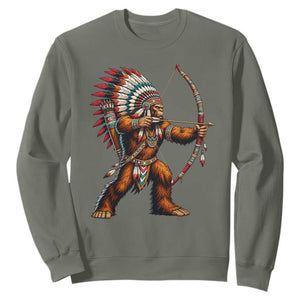 Native American Bigfoot Chief Sweatshirt Forest Warrior Pride Graphic