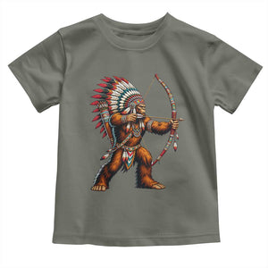 Native American Bigfoot Chief Toddler T Shirt Forest Warrior Pride Graphic