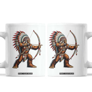Native American Bigfoot Chief Coffee Mug Forest Warrior Pride Graphic