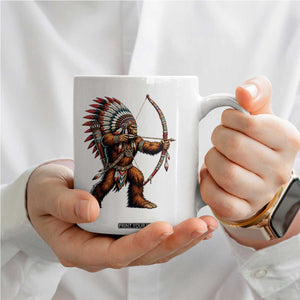 Native American Bigfoot Chief Coffee Mug Forest Warrior Pride Graphic
