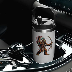 Native American Bigfoot Chief Flip Straw Tumbler Forest Warrior Pride Graphic