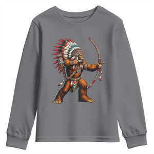 Native American Bigfoot Chief Youth Sweatshirt Forest Warrior Pride Graphic