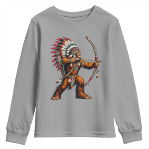 Native American Bigfoot Chief Youth Sweatshirt Forest Warrior Pride Graphic