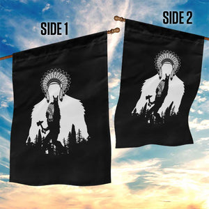 Bigfoot Native American Chief Garden Flag Hunting Spear Warrior Graphic