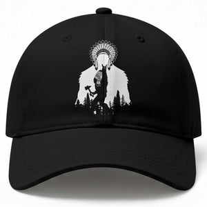 Bigfoot Native American Chief Baseball Cap Hunting Spear Warrior Graphic