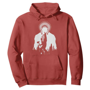 Bigfoot Native American Chief Hoodie Hunting Spear Warrior Graphic