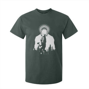 Bigfoot Native American Chief T Shirt For Kid Hunting Spear Warrior Graphic