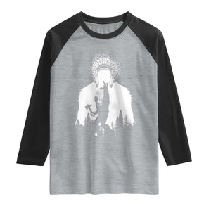 Bigfoot Native American Chief Raglan Shirt Hunting Spear Warrior Graphic